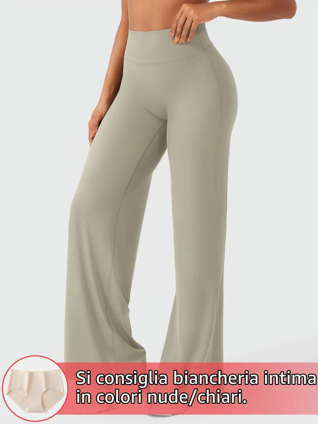 ZAAYO - Pantaloni da yoga senza cuciture da donna, leggings dritti a vita alta, leggings a sbuffo sportivi da yoga, leggings da donna opachi, pantaloni a palazzo, S - immagine 4