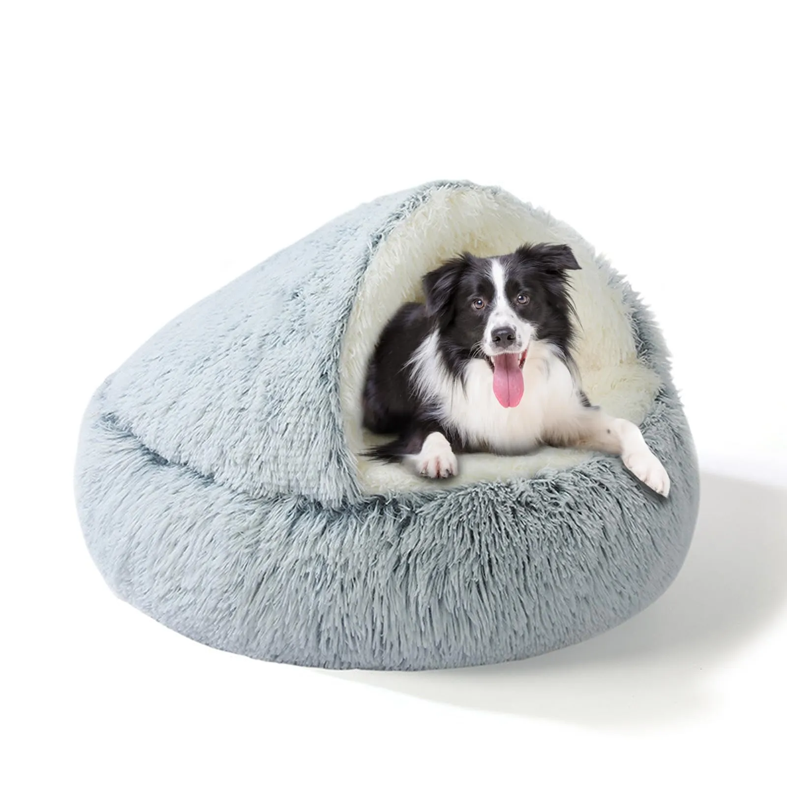 SUOXU Cuccia 2 in 1 per cani: supporto aggiornato con bordo in alluminio e fondo antiscivolo - Grotta accogliente + coperta per cani di taglia grande e media sotto i 20 kg (44 libbre) | Peluche - immagine 1