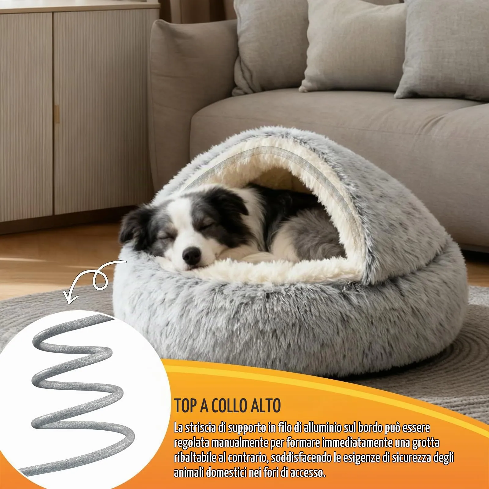 SUOXU Cuccia 2 in 1 per cani: supporto aggiornato con bordo in alluminio e fondo antiscivolo - Grotta accogliente + coperta per cani di taglia grande e media sotto i 20 kg (44 libbre) | Peluche - immagine 3