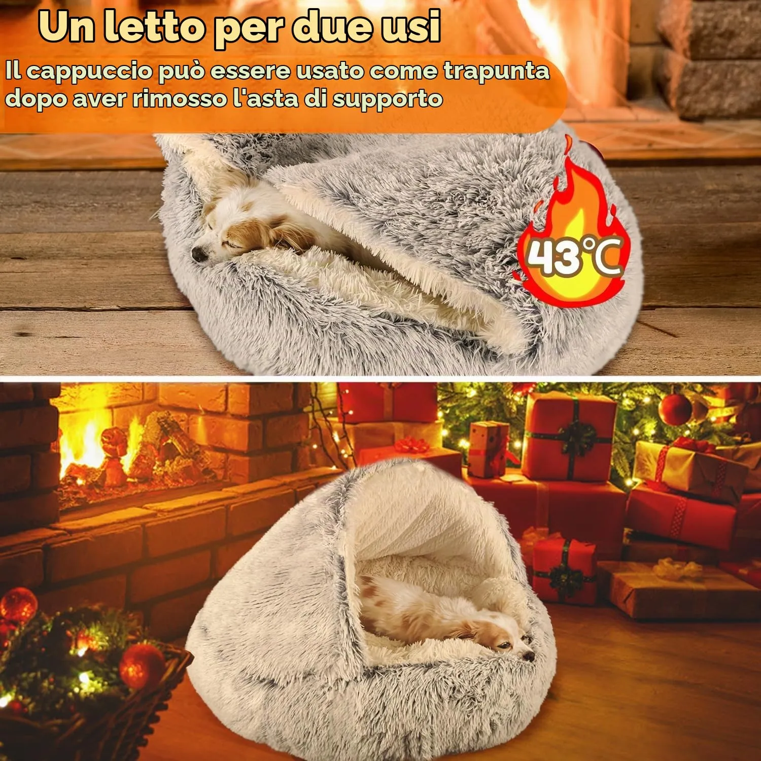 SUOXU Cuccia 2 in 1 per cani: supporto aggiornato con bordo in alluminio e fondo antiscivolo - Grotta accogliente + coperta per cani di taglia grande e media sotto i 20 kg (44 libbre) | Peluche - immagine 4