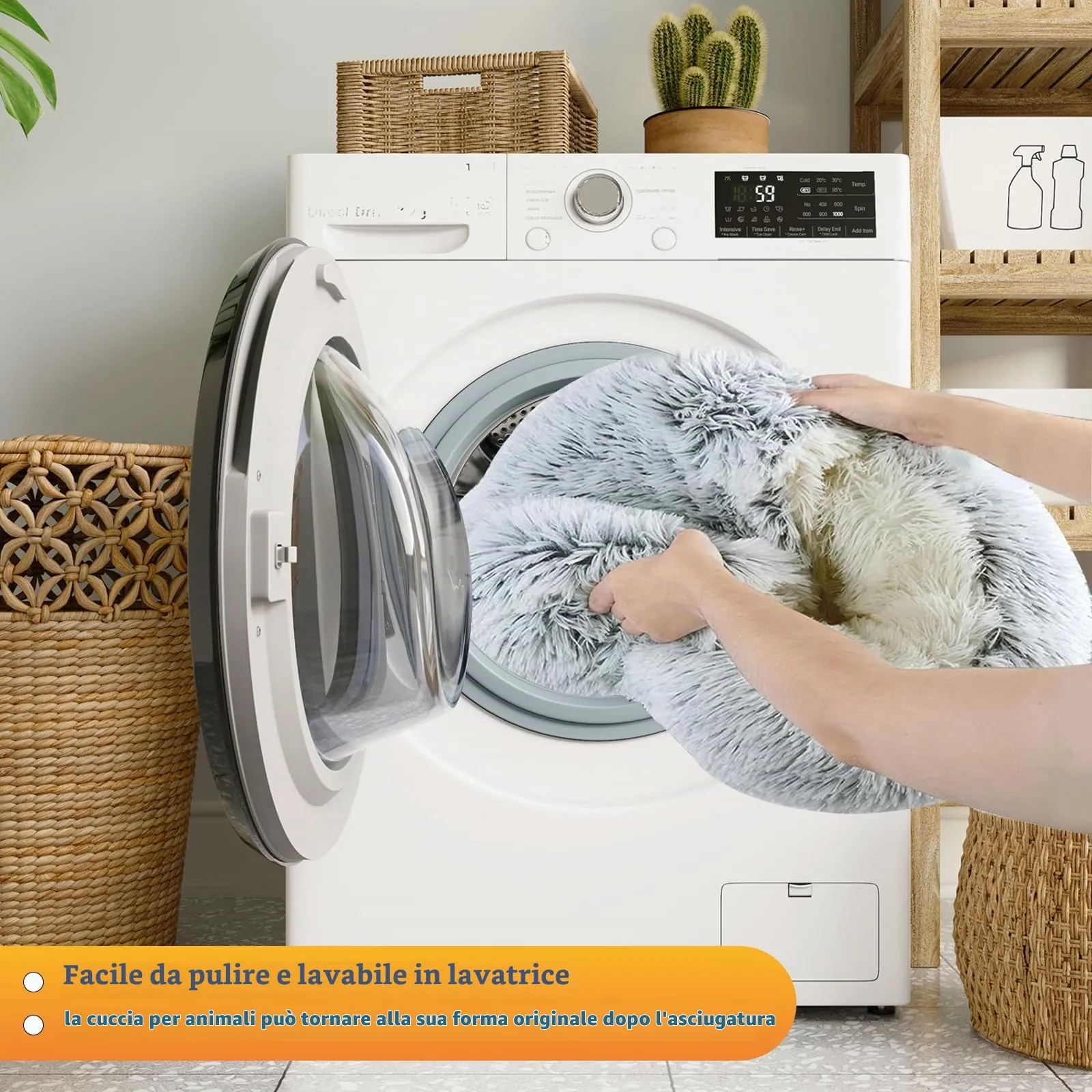 SUOXU Cuccia 2 in 1 per cani: supporto aggiornato con bordo in alluminio e fondo antiscivolo - Grotta accogliente + coperta per cani di taglia grande e media sotto i 20 kg (44 libbre) | Peluche - immagine 6