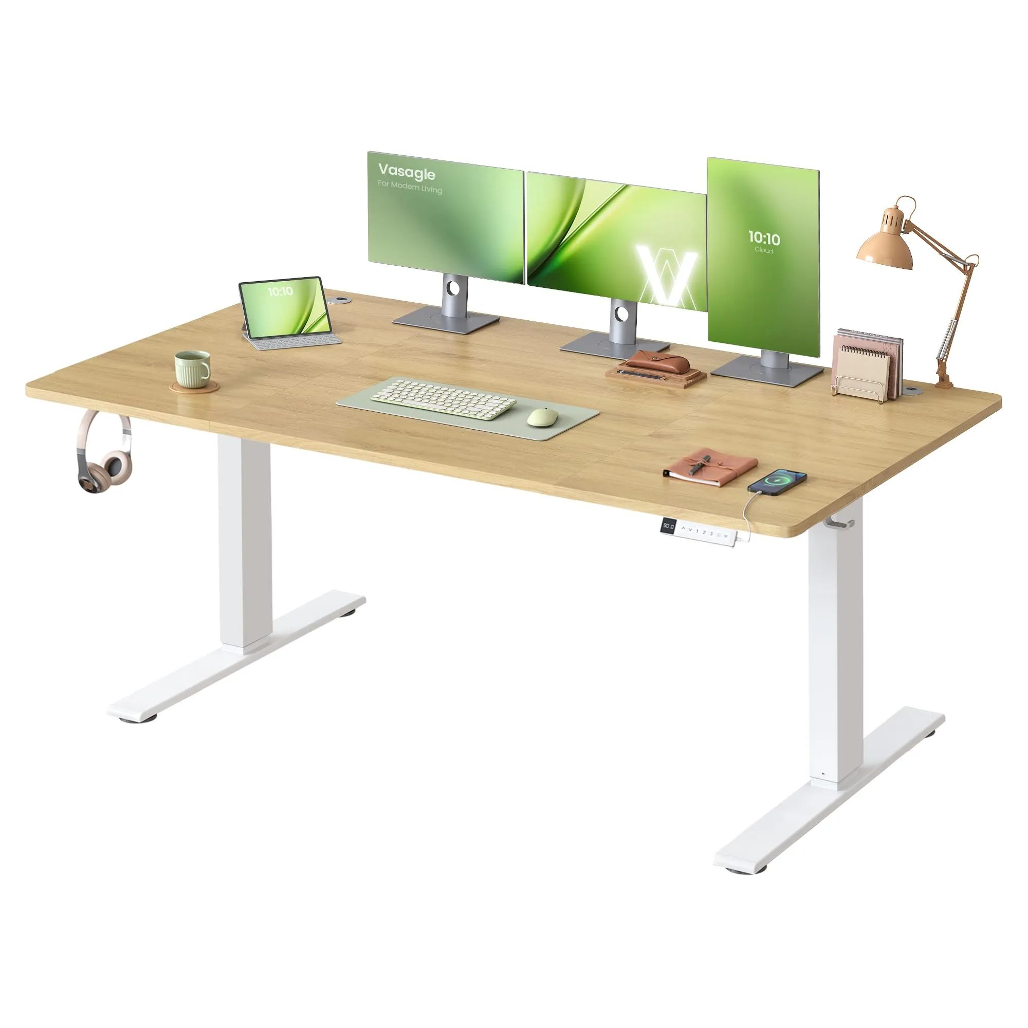 VASAGLE Scrivania Regolabile in Altezza, 160 x 80 cm, Porta USB-C - immagine 1