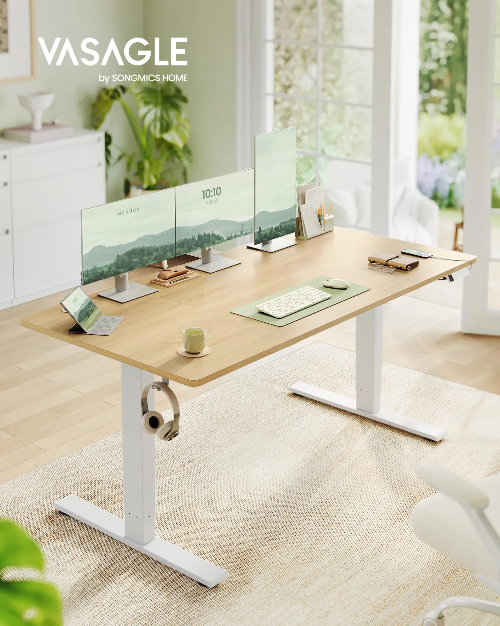VASAGLE Scrivania Regolabile in Altezza, 160 x 80 cm, Porta USB-C - immagine 2