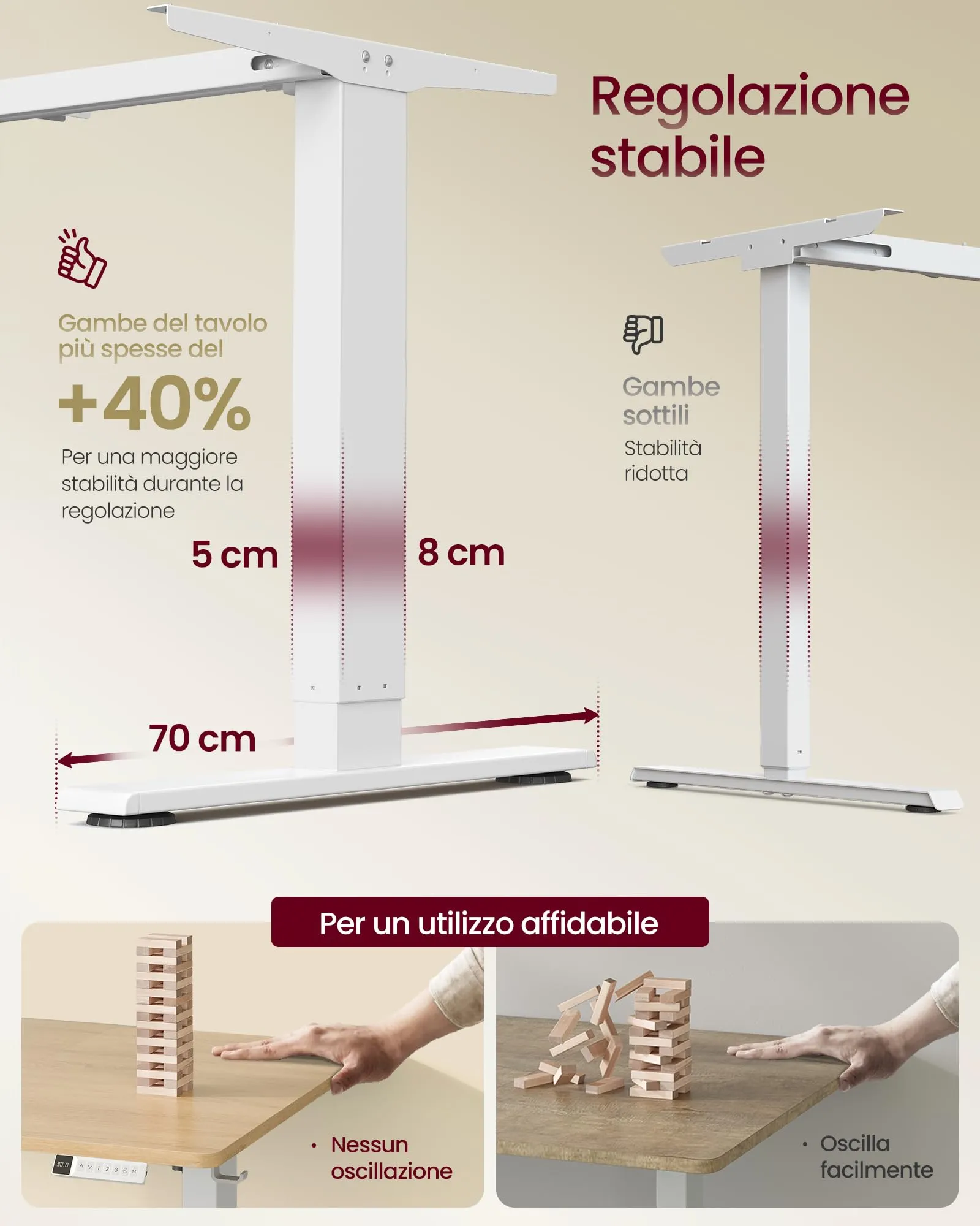 VASAGLE Scrivania Regolabile in Altezza, 160 x 80 cm, Porta USB-C - immagine 4