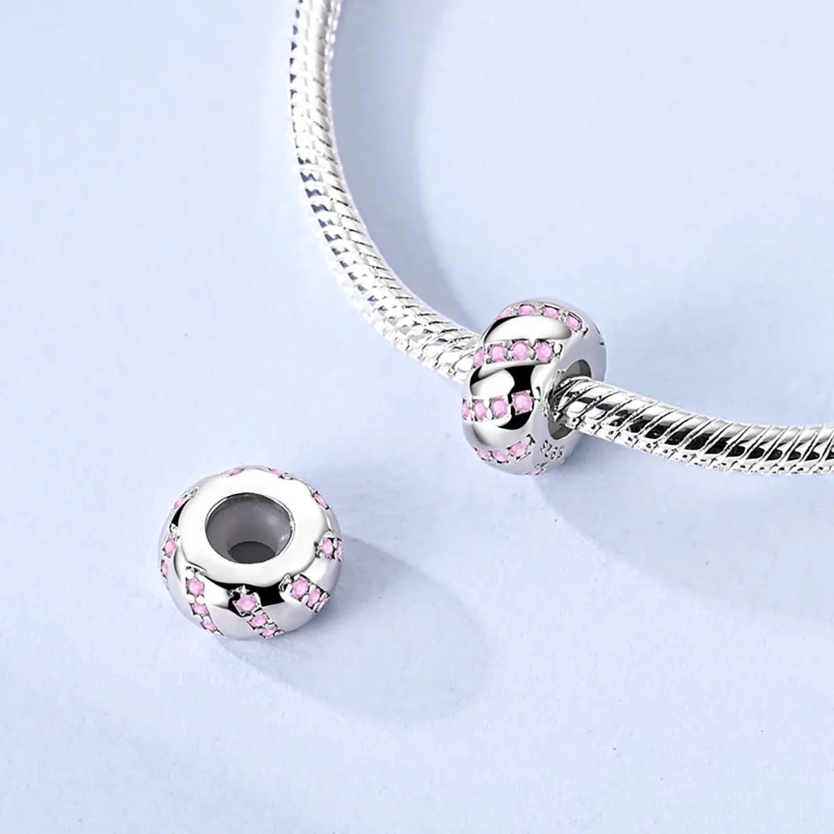 LNQOBU Fermagli a clip con ciondolo per braccialetti in argento Sterling 925 con pavé di zirconia cubica, catena di sicurezza da donna - immagine 2