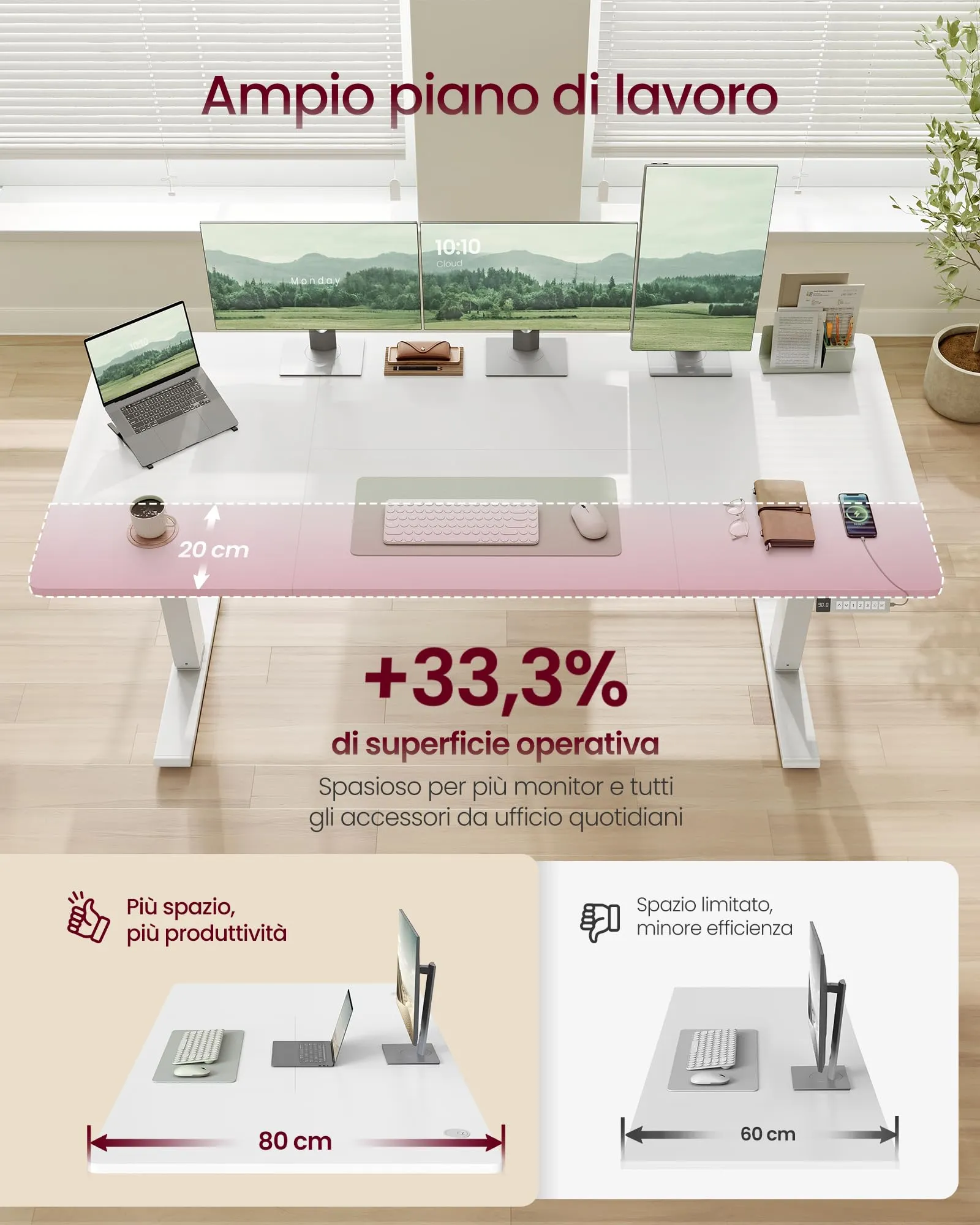 VASAGLE Scrivania Regolabile in Altezza, 180 x 80 cm, Porta USB-C - immagine 4