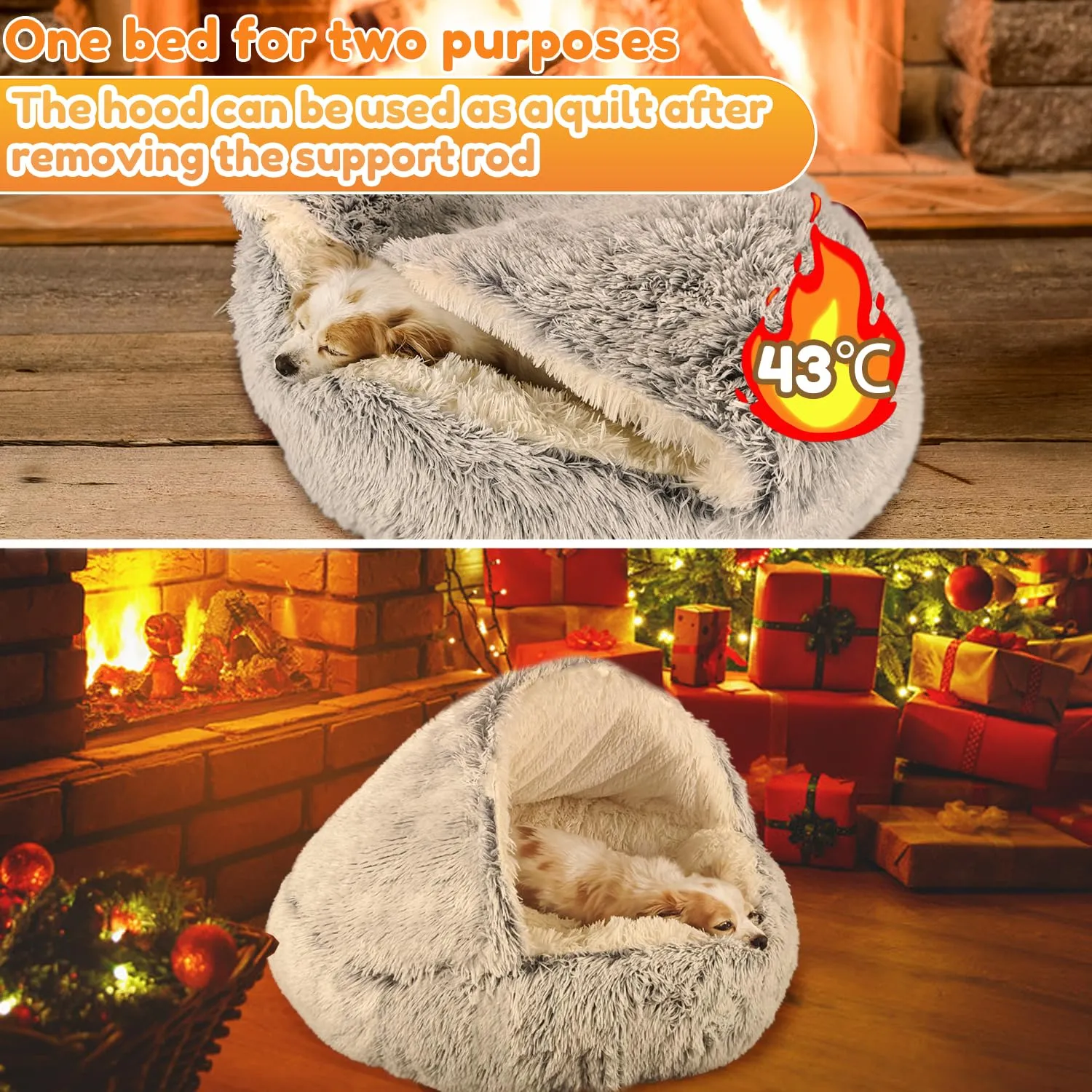 YAGE Letto per cani di taglia grande 80 cm, con cappuccio e supporti - Morbido letto rilassante per animali domestici Adatto per animali domestici di peso inferiore a 20 kg Lavabile in lavatrice - immagine 5