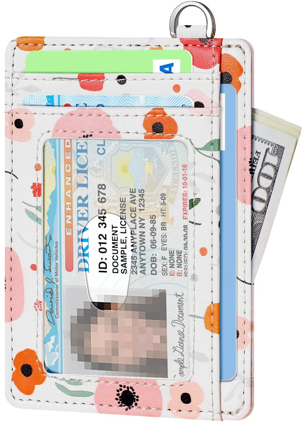 FurArt Portafoglio per carte di credito, portafoglio sottile e minimalista con blocco RFID per donna, Floreale, Small, Classico - immagine 2