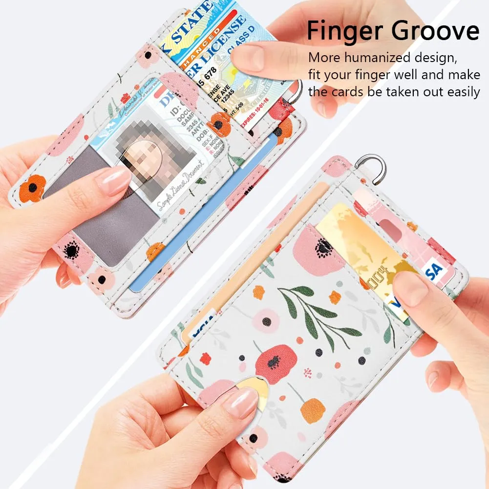 FurArt Portafoglio per carte di credito, portafoglio sottile e minimalista con blocco RFID per donna, Floreale, Small, Classico - immagine 3