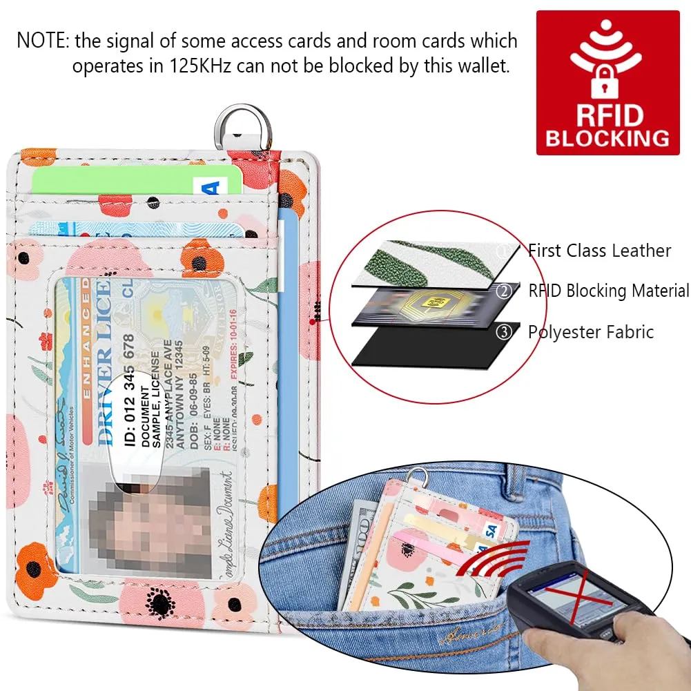 FurArt Portafoglio per carte di credito, portafoglio sottile e minimalista con blocco RFID per donna, Floreale, Small, Classico - immagine 5