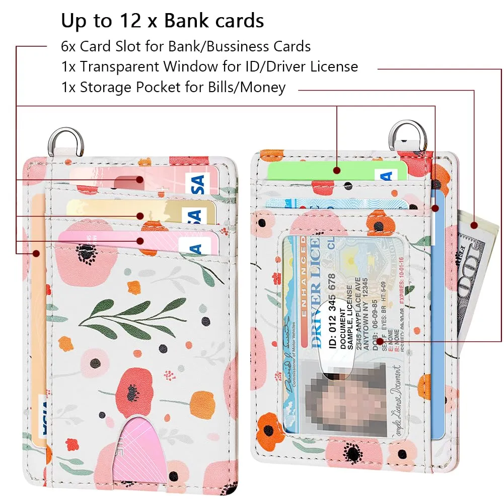 FurArt Portafoglio per carte di credito, portafoglio sottile e minimalista con blocco RFID per donna, Floreale, Small, Classico - immagine 6