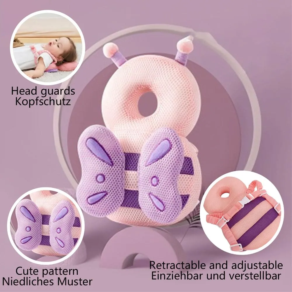 Furforstk protezione testa bambino con ginocchiere caschetto primi passi Traspirante casco neonato primi passi per gattonare e camminare, Regolabile (Farfalla) Il bambino non resiste - immagine 5