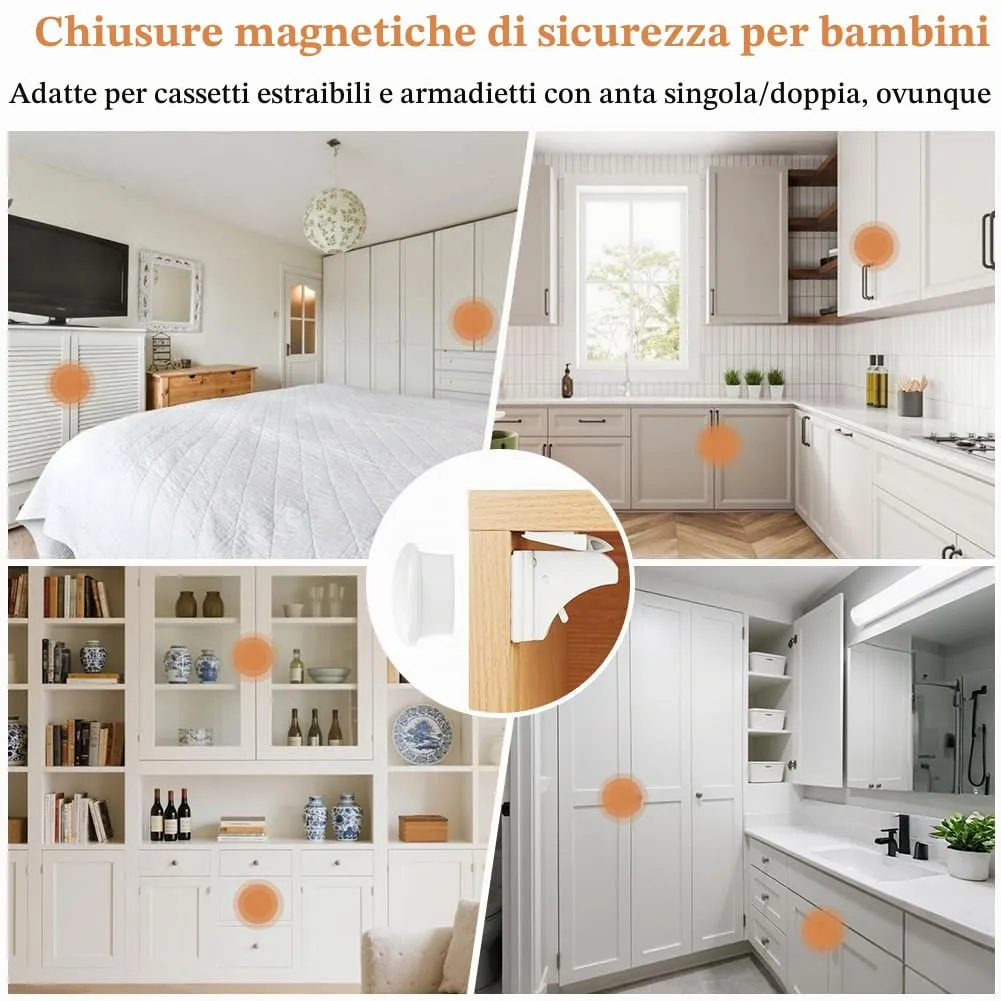 HOTUT Blocca Cassetti Magnetici per Bambini,12 Serrature + 3 Chiave, Serratura Magnetica per Mobili,Senza Trapano,Blocco di Sicurezza Magnetico,Chiusure Sicurezza Bambini per Cassetto e Armadio - immagine 7