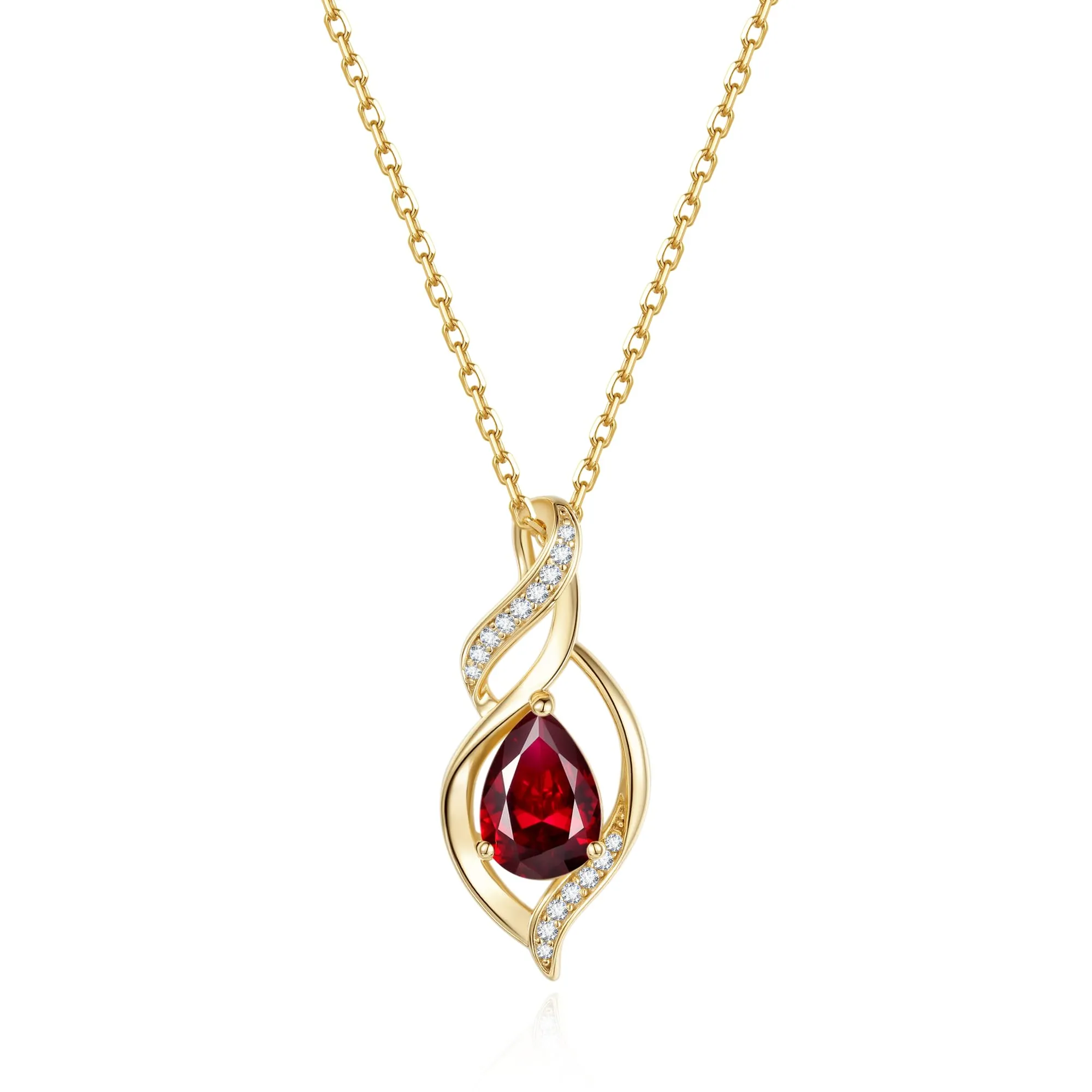 FANCIME Granato Collana Donna Argento 925 Placcato Oro Pietra Nascita - immagine 1