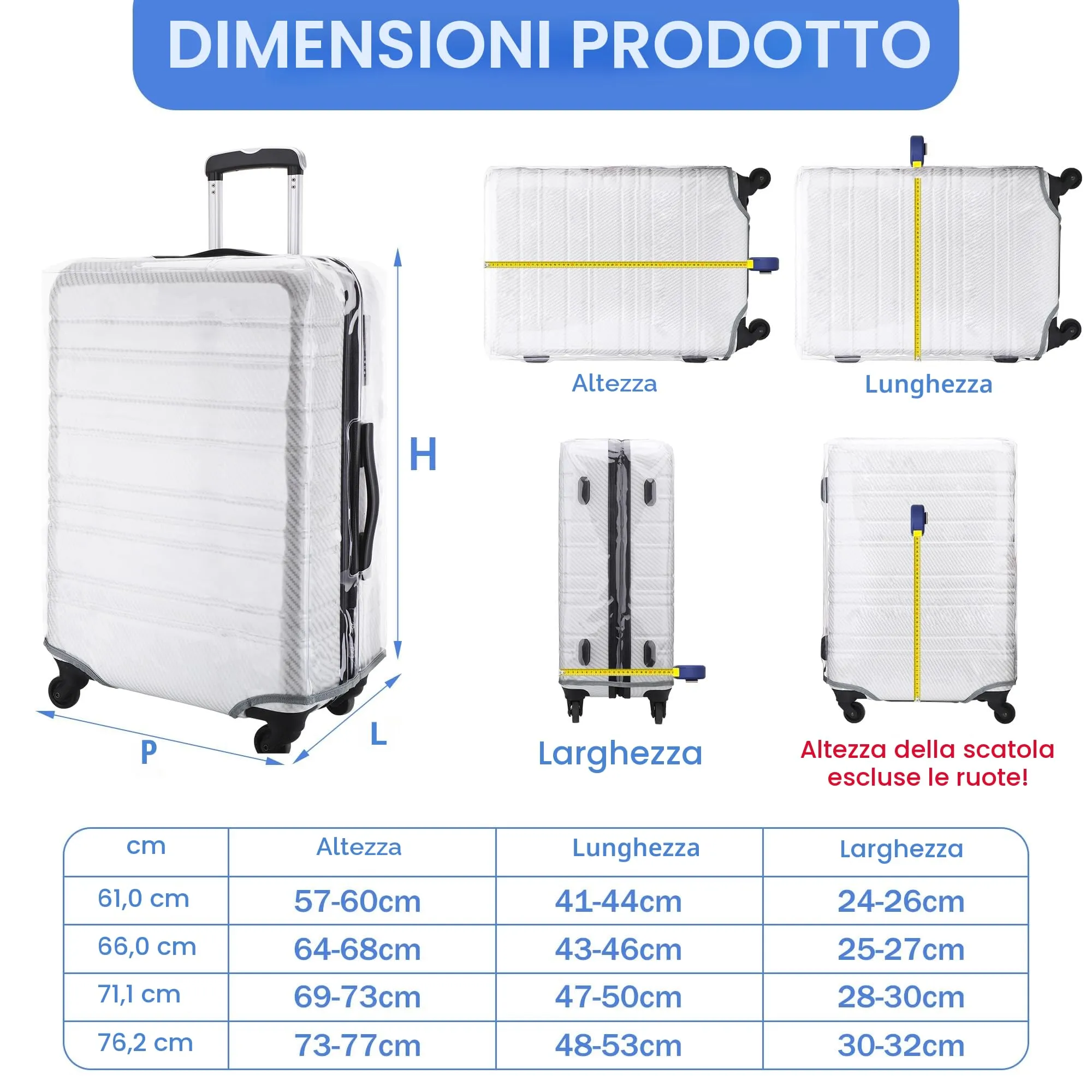 JIZZU Coperture Grande Per Valigie, Coprivaligia In Pvc Trasparente - immagine 2