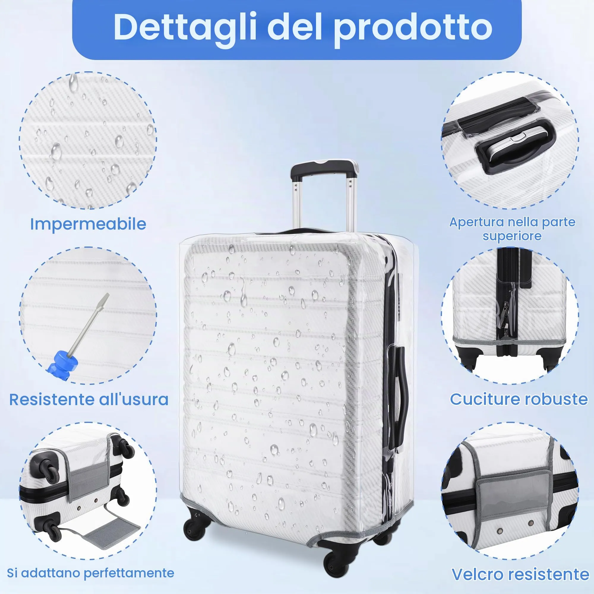 26 Pollici Copri Valigia Media, Coprivaligia In PVC Trasparente - immagine 3