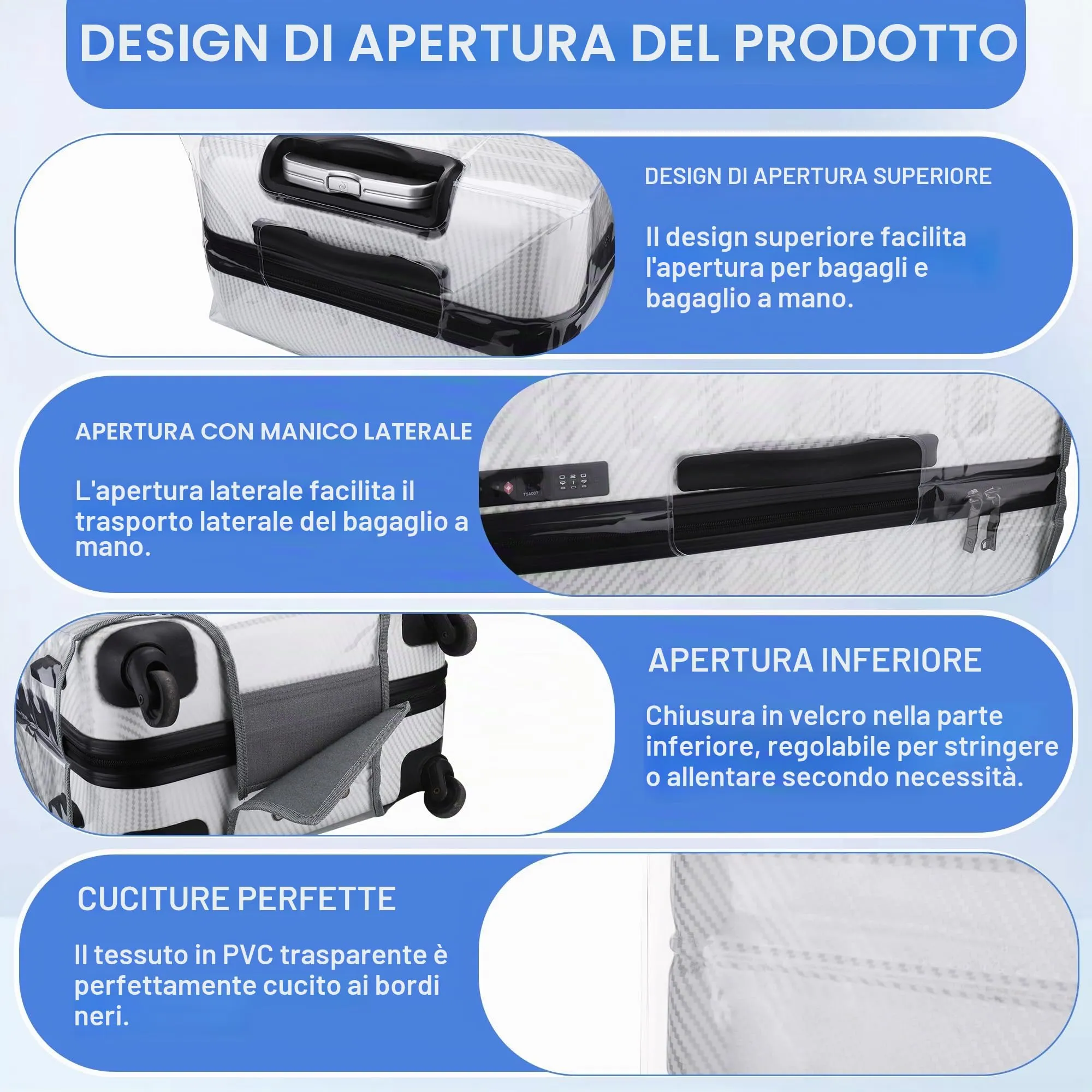 26 Pollici Copri Valigia Media, Coprivaligia In PVC Trasparente - immagine 5