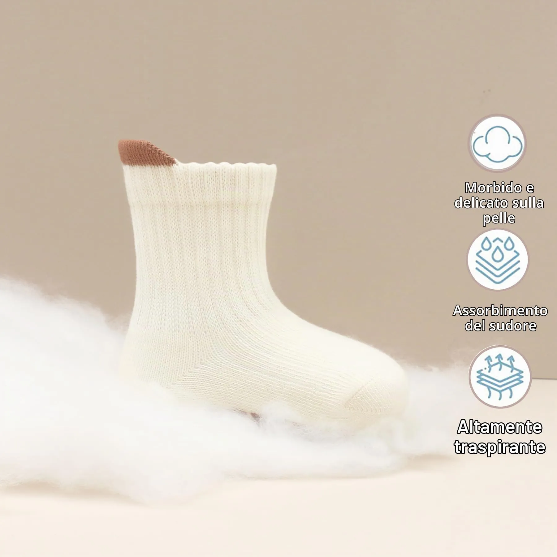 YANWANG 8 Paia di Calzini Antiscivolo con Grip per Bambini Piccoli Calzini Traspiranti per Neonati Bambini Bambina(Brown+Pink,S:0-1Y) - immagine 5