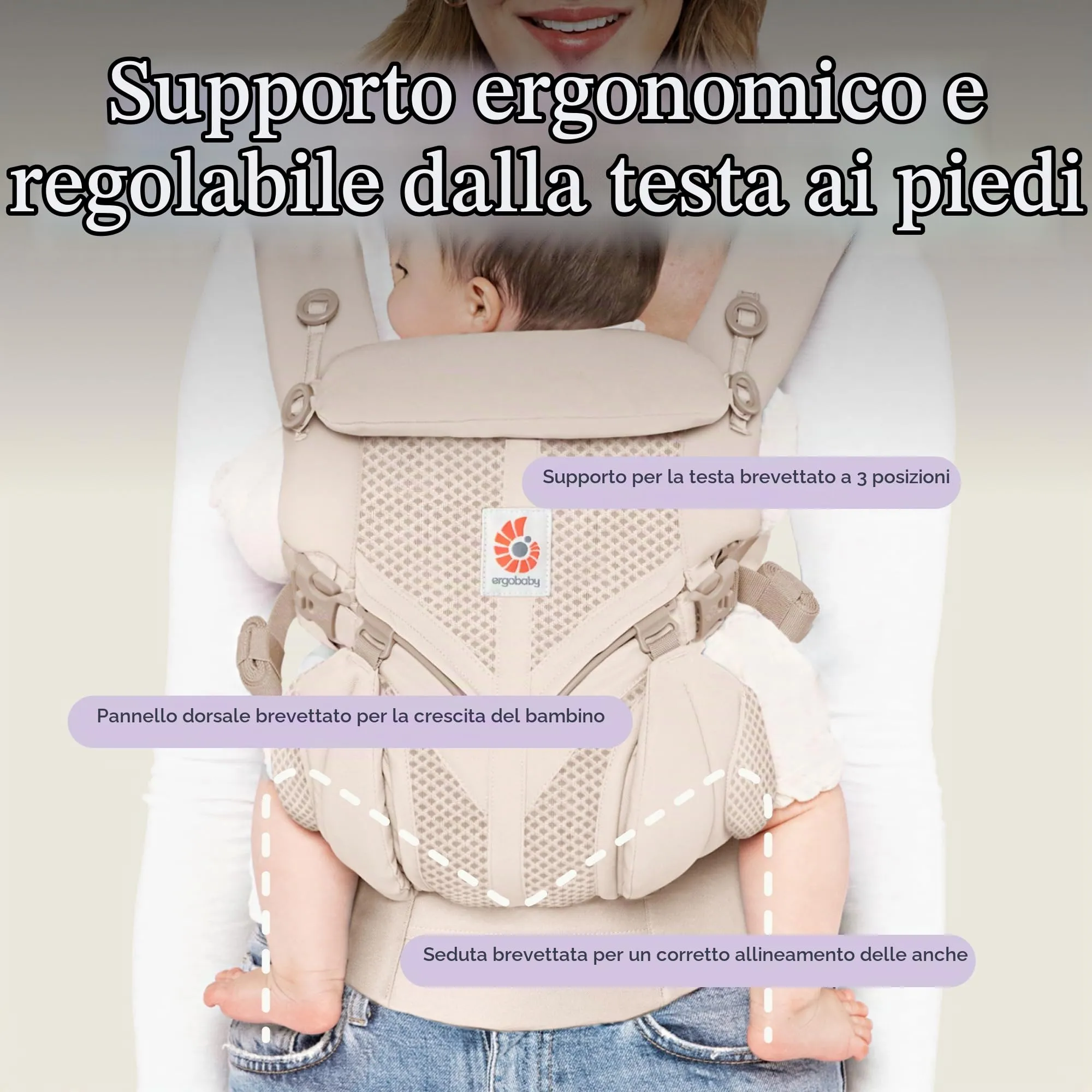 Ergobaby Marsupio Omni Classic per neonati e bambini 0 a 48 mesi - immagine 8