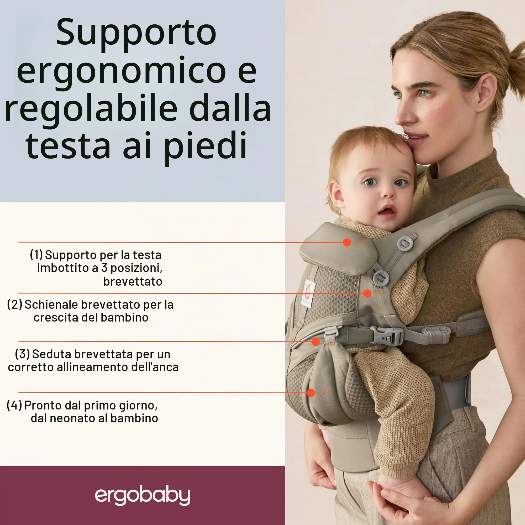 Ergobaby Marsupio Omni Classic per neonati e bambini 0 a 48 mesi - immagine 3