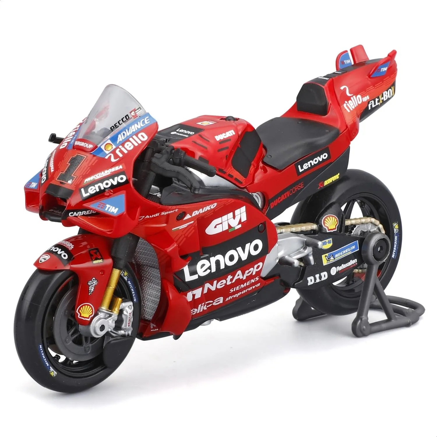 Maisto - Ducati Lenovo Team 2024 Bagnaia #1, Scala 1:18, Moto Diecast da Collezione con Dettagli Realistici, Licenza Ufficiale Ducati, Replica MotoGP Francesco Bagnaia, Età Consigliata 3+ Anni - immagine 2