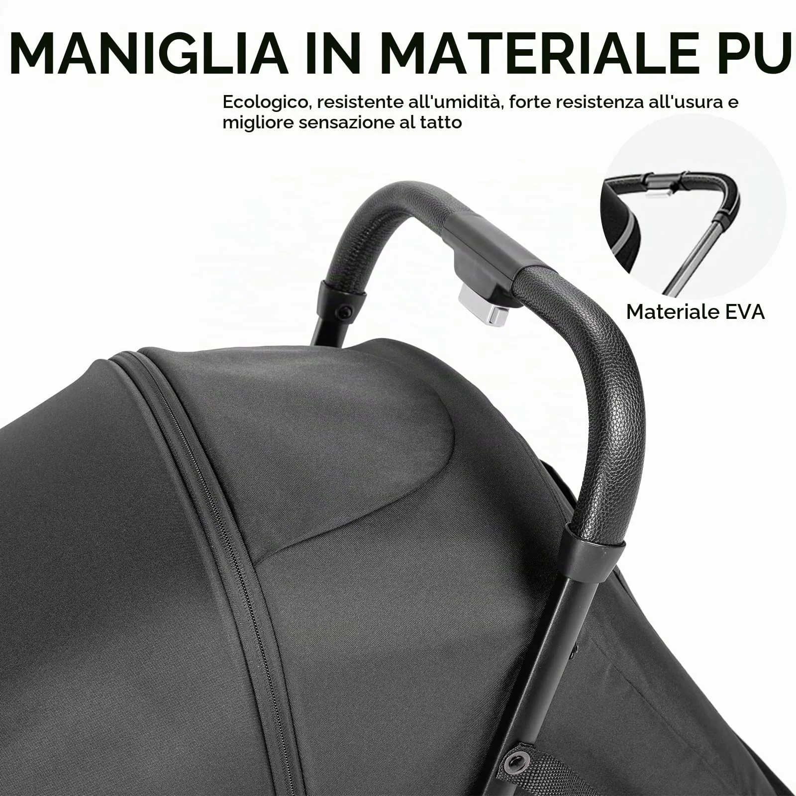 Reenborn Ultraleggero Passeggino di Soli 4,6 kg con Posizione Sdraiata Regolabile, Passeggino da Viaggio Pieghevole, Passeggino Compatto Fino a 15 kg, Carrozzina per Neonati Portatile (A8 Black) - immagine 5