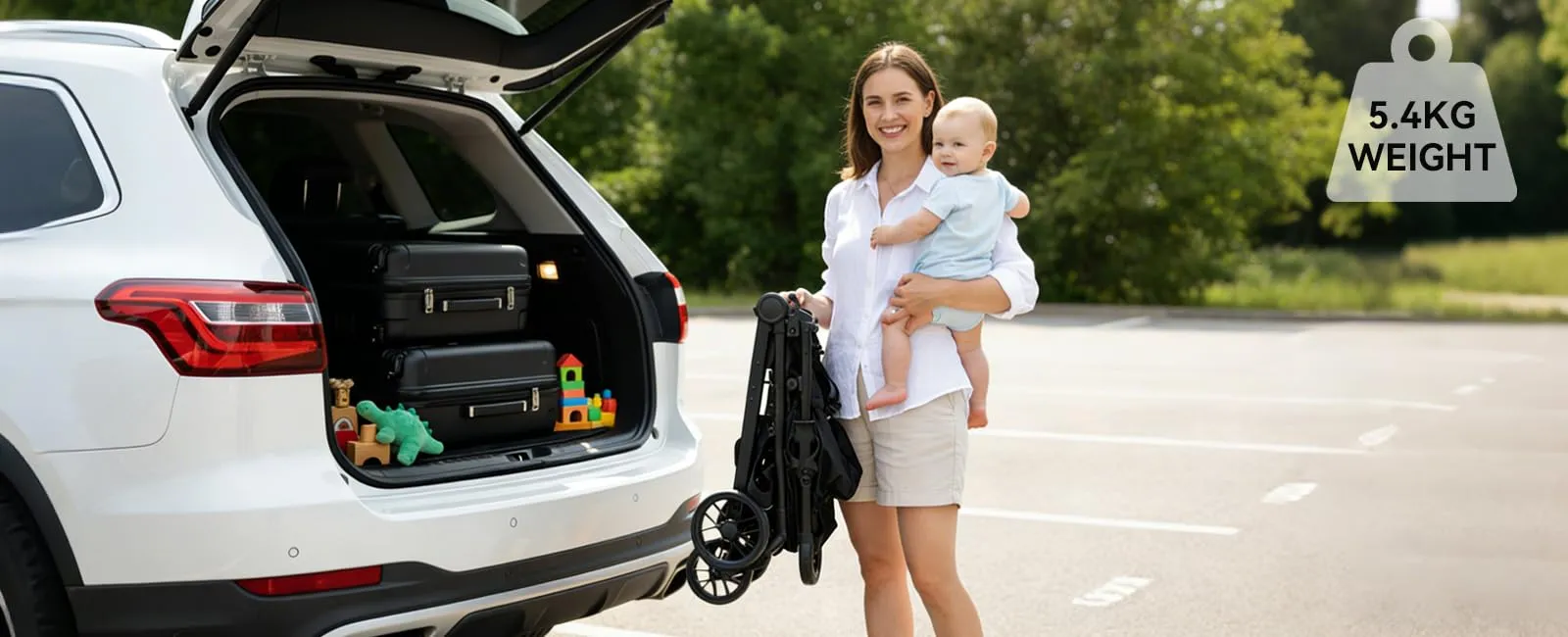 Reenborn Ultraleggero Passeggino di Soli 4,6 kg con Posizione Sdraiata Regolabile, Passeggino da Viaggio Pieghevole, Passeggino Compatto Fino a 15 kg, Carrozzina per Neonati Portatile (A8 Black) - immagine 7