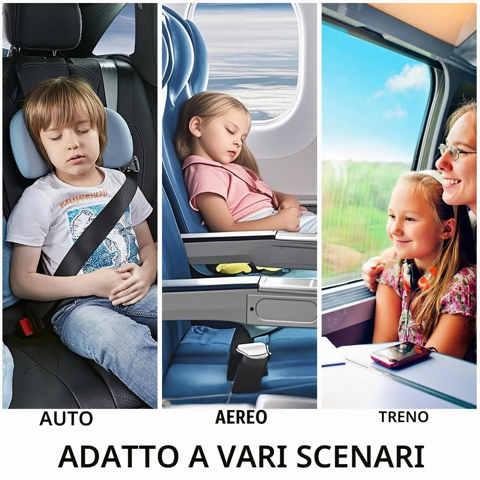 AUNGCSHE Cuscino da viaggio a forma di H per bambini - Adatto per viaggi, auto, aereo, treno, viaggi in auto, viaggi in macchina, treni, viaggi in auto - immagine 7