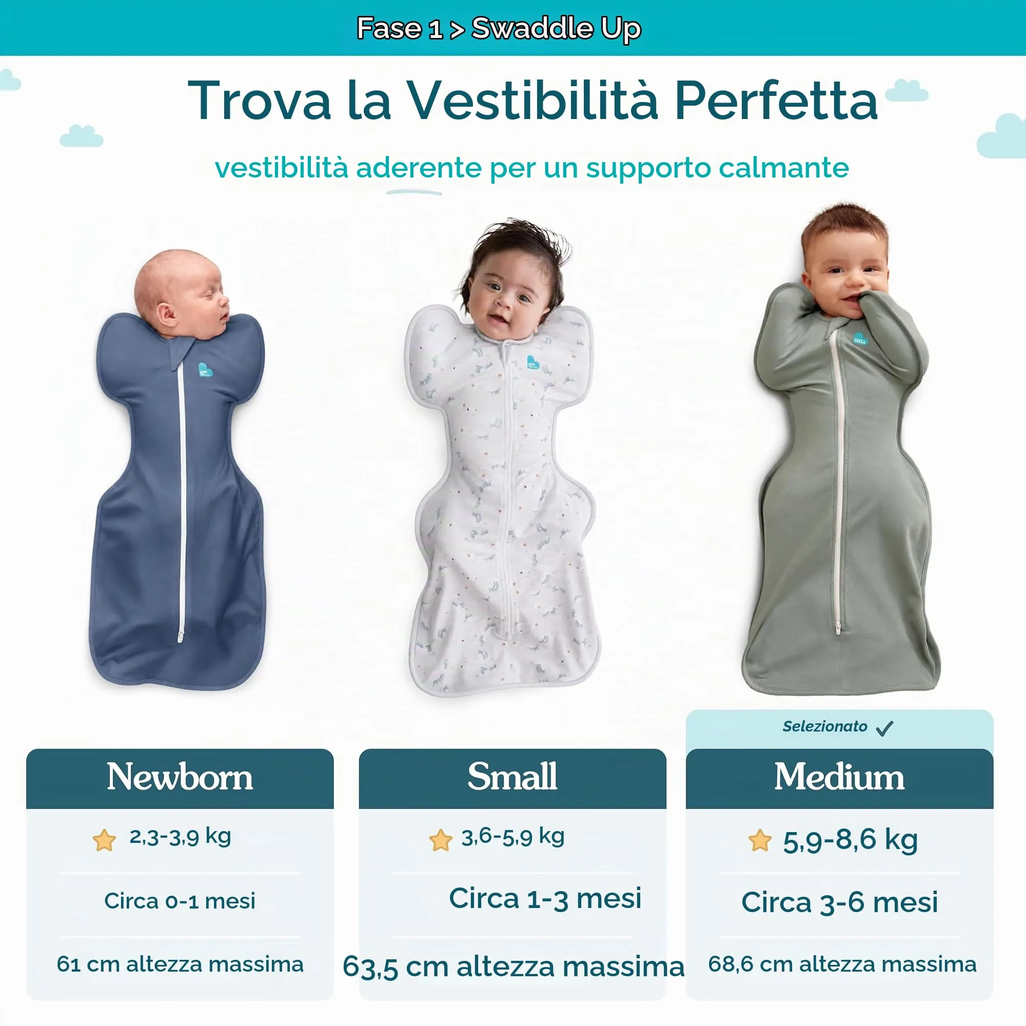 Love To Dream Swaddle UP, taglia media 6-8,5 kg - Cotone Api Oliva | Vestibilità aderente, favorisce un sonno sano | 2,5 Tog per autunno e inverno (16–20°C) | Cotone e doppia cerniera - immagine 3