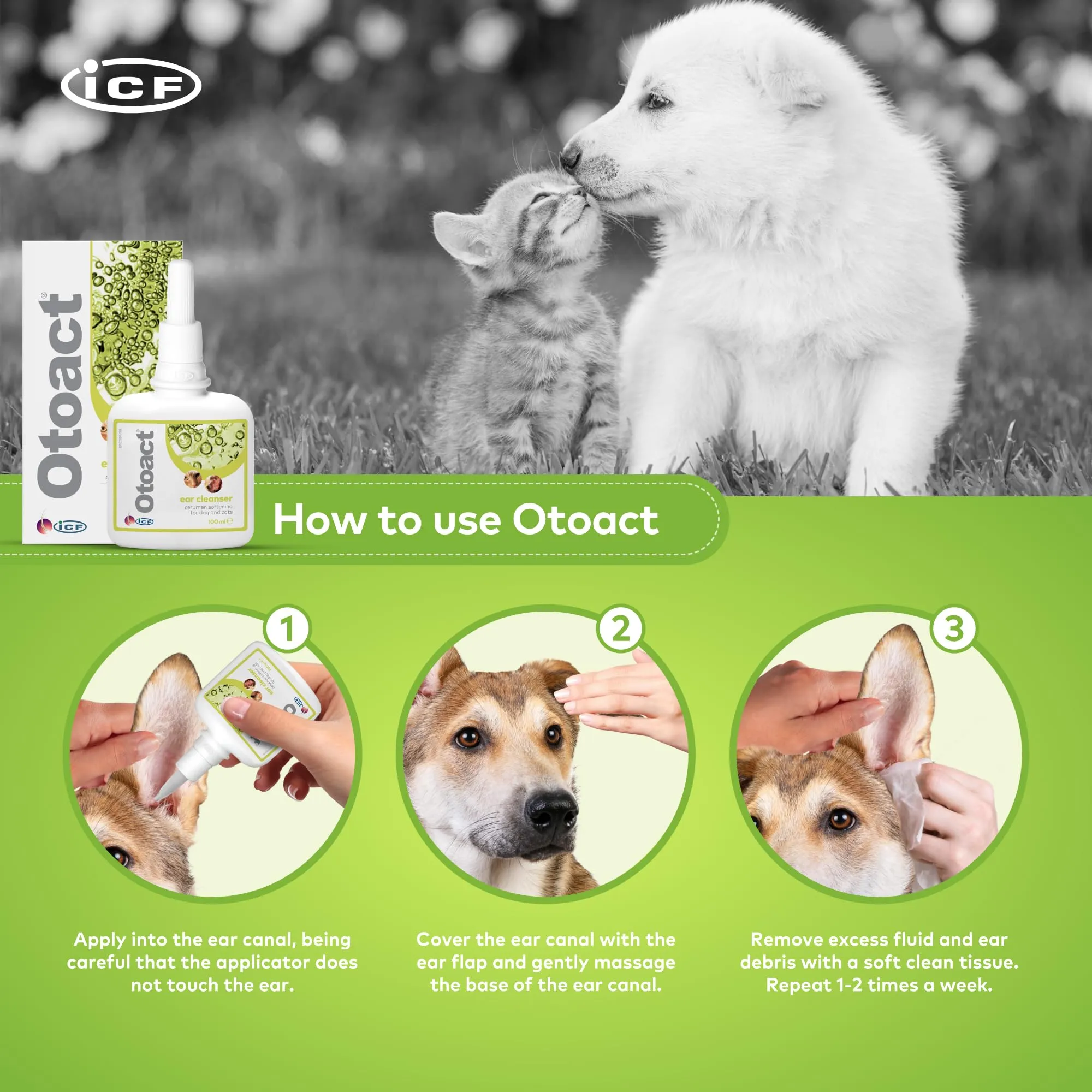 Otoact, detergente auricolare ceruminolitico per cani e gatti, 100ml - immagine 3