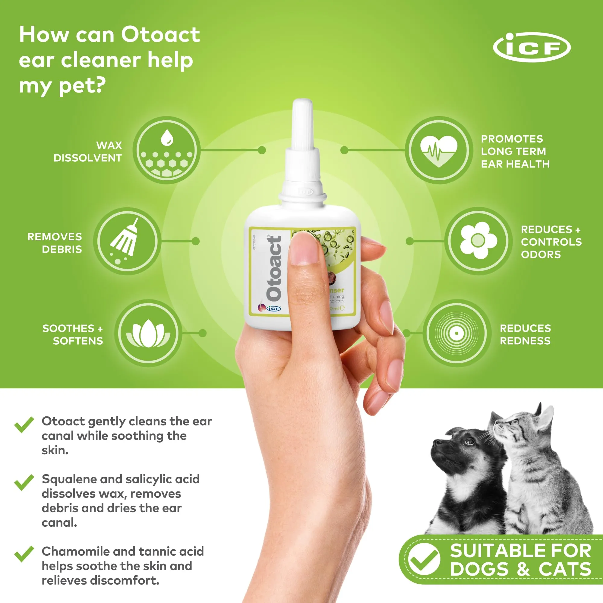Otoact, detergente auricolare ceruminolitico per cani e gatti, 100ml - immagine 5