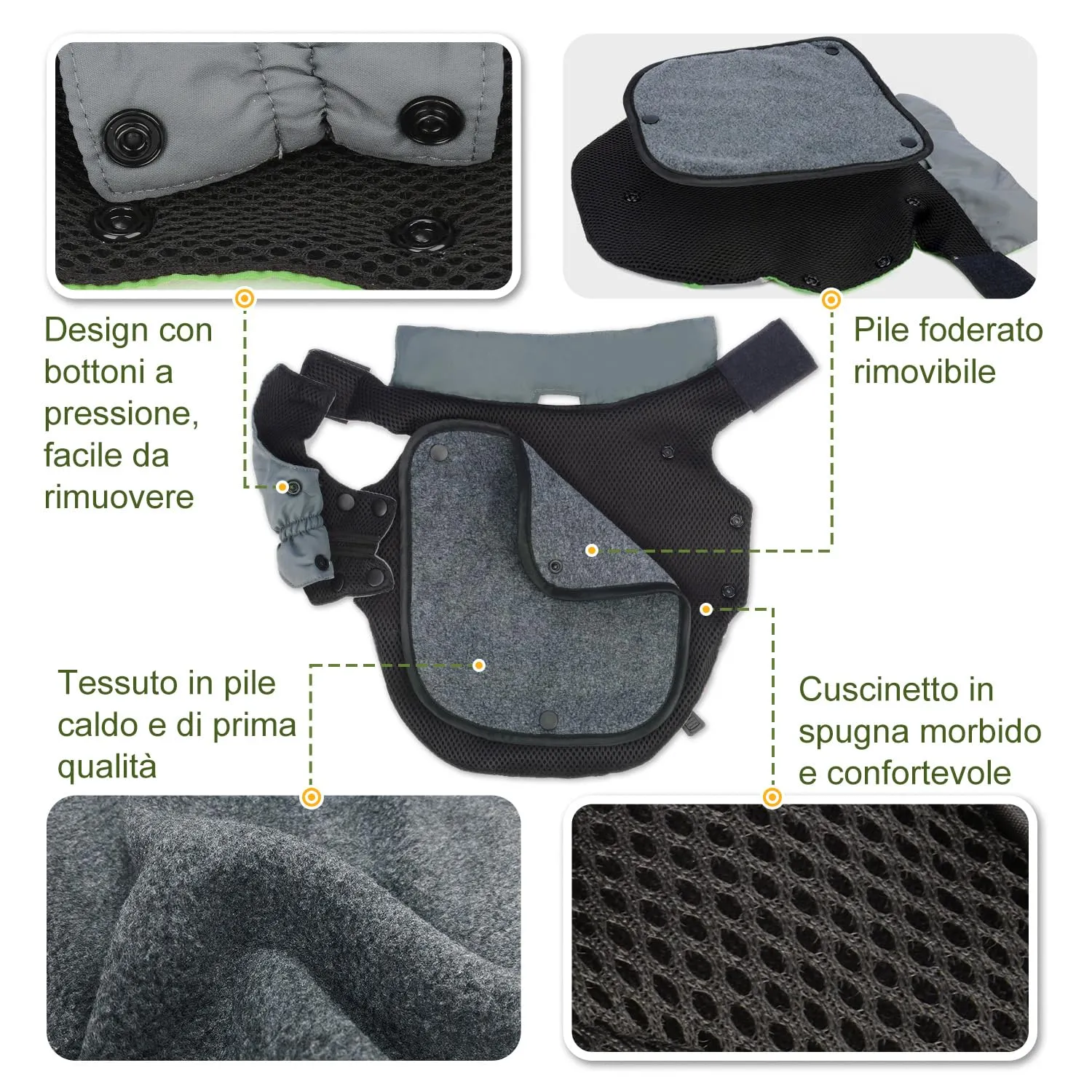 PETLOFT Giacca invernale per cani, riflettente impermeabile, giacca invernale per cani, antivento e caldo, in pile invernale con fodera in pile rimovibile (M, verde) - immagine 4