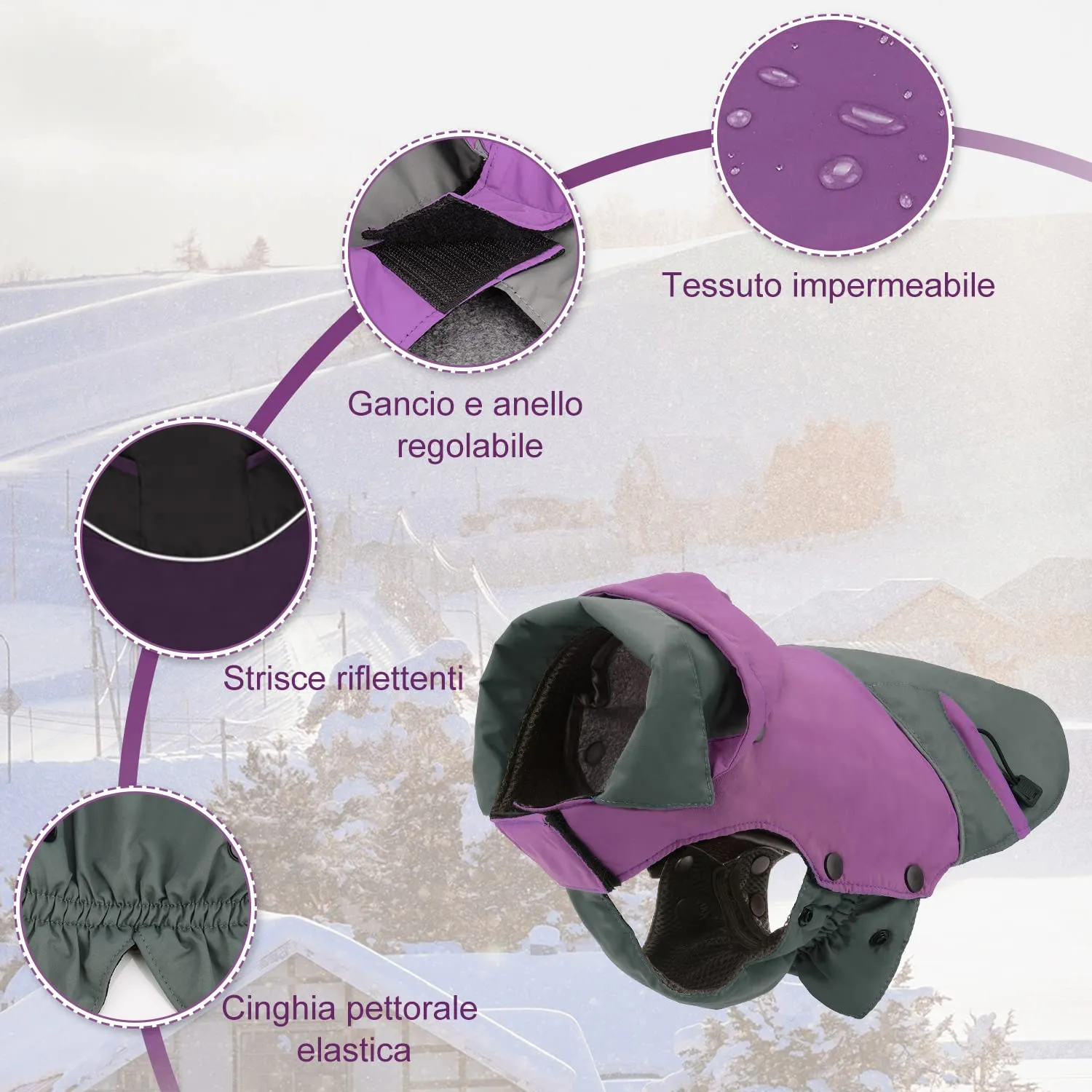 PETLOFT Giacca Invernale per Cani, Resistente Cappotto Invernale Riflettente con Fodera in pile Rimovibile - immagine 3