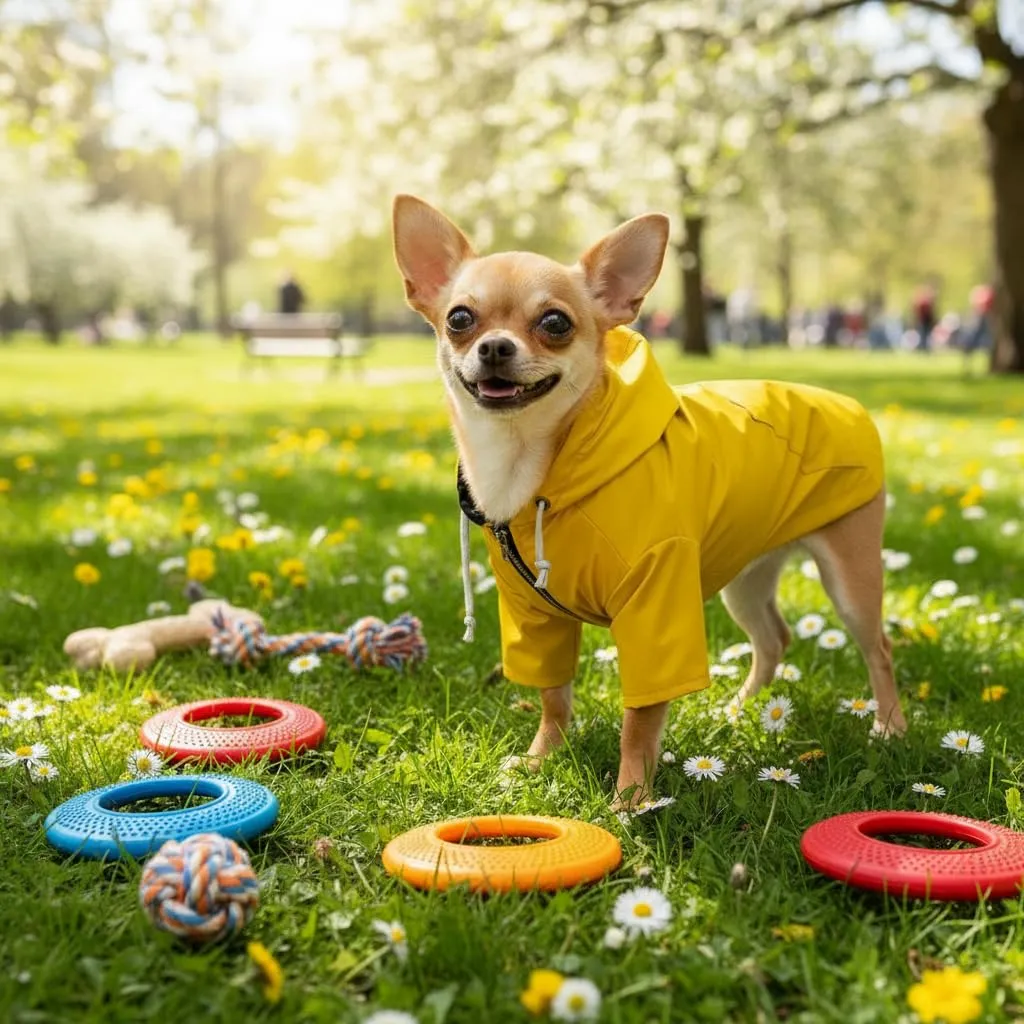 MOREZI impermeabile doppio impermeabile per cani, con fori e tasche per cintura di sicurezza, cerniera e cappuccio, adatto a cani di piccola e media taglia-Giallo-S - immagine 2