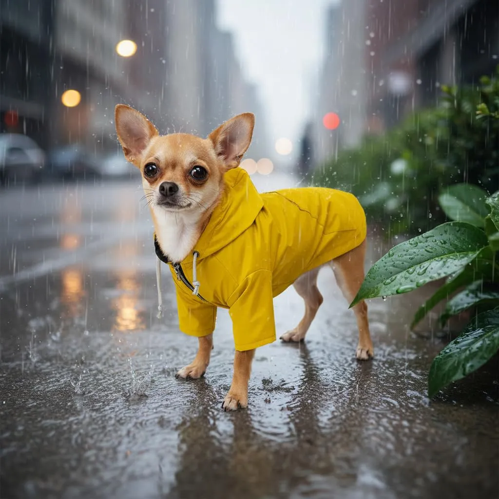 MOREZI impermeabile doppio impermeabile per cani, con fori e tasche per cintura di sicurezza, cerniera e cappuccio, adatto a cani di piccola e media taglia-Giallo-XXL - immagine 6