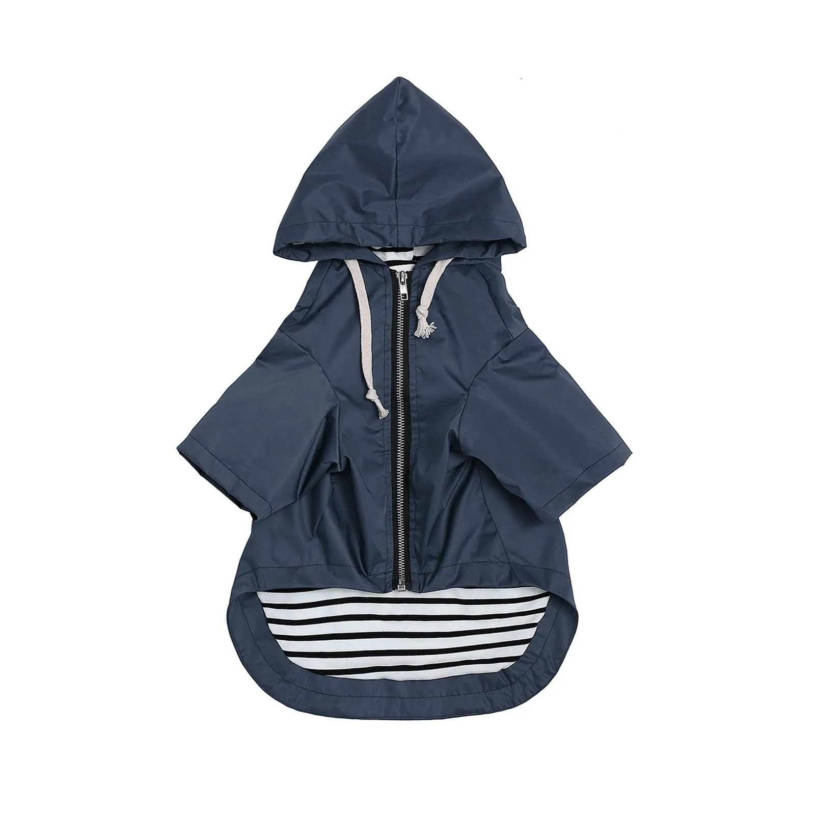 MOREZI impermeabile doppio impermeabile per cani, con fori e tasche per cintura di sicurezza, cerniera e cappuccio, adatto a cani di piccola e media taglia-Blu-L - immagine 1