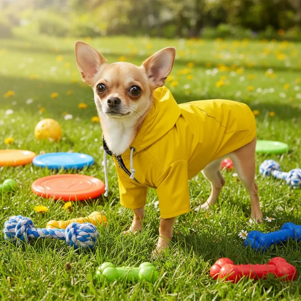 MOREZI impermeabile doppio impermeabile per cani, con fori e tasche per cintura di sicurezza, cerniera e cappuccio, adatto a cani di piccola e media taglia-Giallo-XS - immagine 2