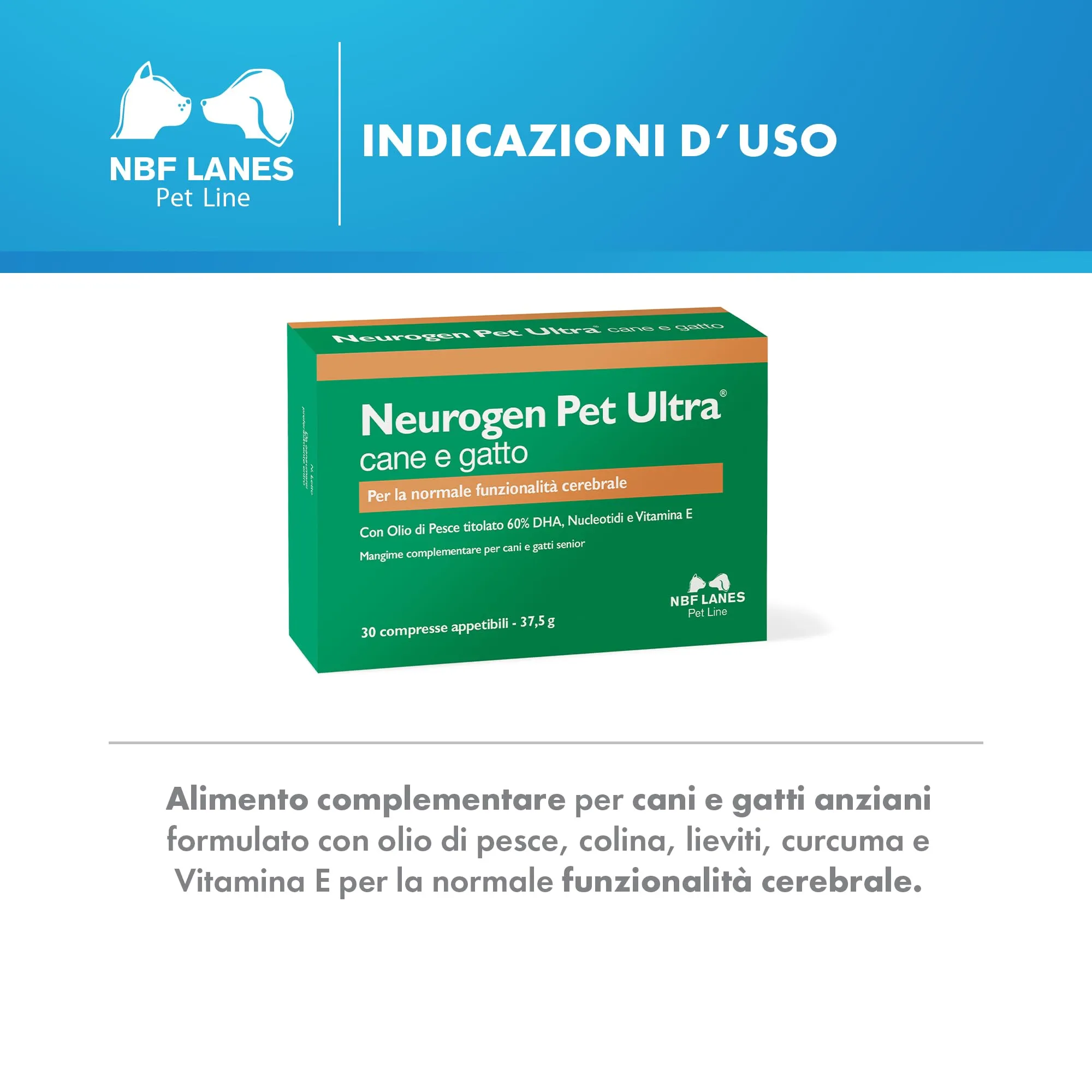 NBF Lanes | Neurogen Pet Ultra Cane e Gatto, 30 Compresse Appetibili, per la Normale Funzione Cerebrale, Cani e Gatti Senior - immagine 3
