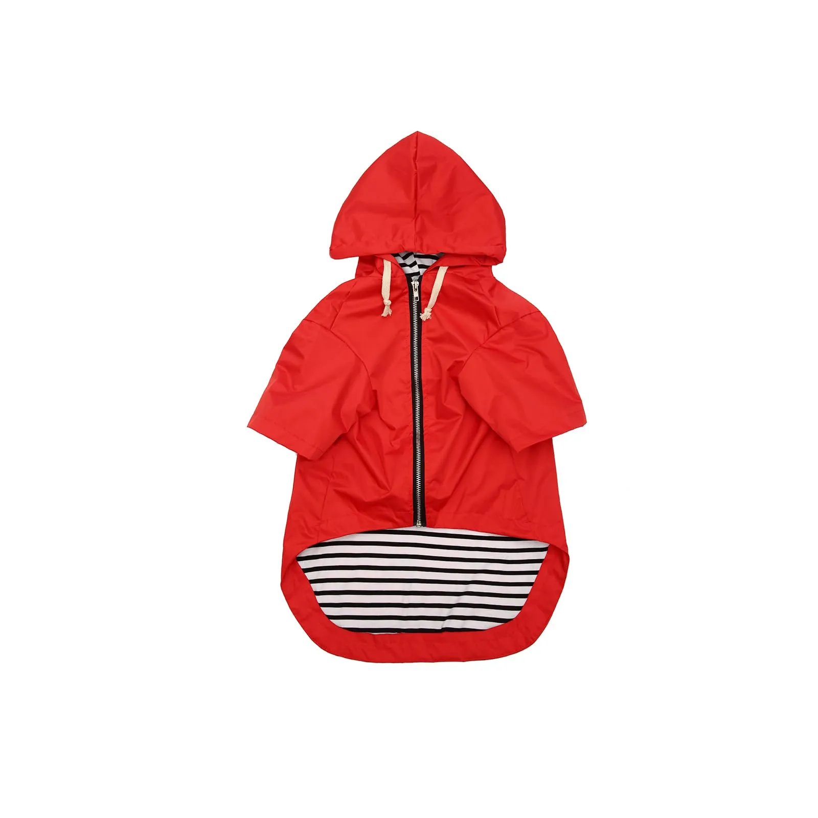 MOREZI impermeabile doppio impermeabile per cani, con fori e tasche per cintura di sicurezza, cerniera e cappuccio, adatto a cani di piccola e media taglia-Rosso-XL - immagine 1