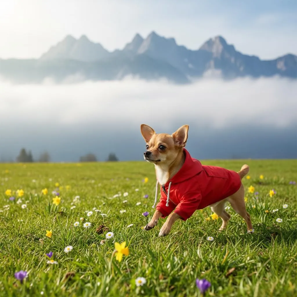 MOREZI impermeabile doppio impermeabile per cani, con fori e tasche per cintura di sicurezza, cerniera e cappuccio, adatto a cani di piccola e media taglia-Rosso-XS - immagine 5