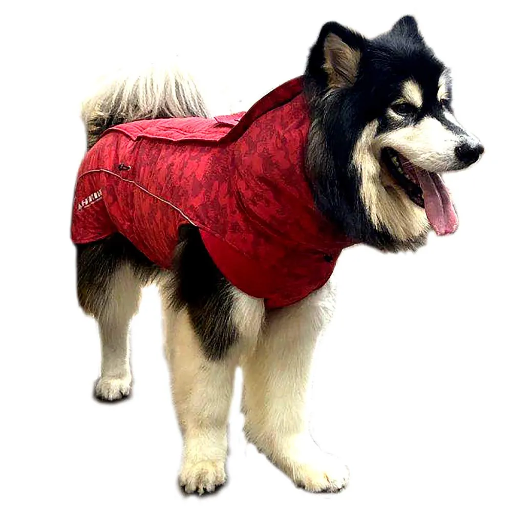 Croci Hiking Annapurna - Giacca impermeabile antivento invernale per cani con fodera termica imbottita, adatto fino a -20 C°, regolabile e ultraleggero, Rosso Mimetico, taglia 30 cm - immagine 3