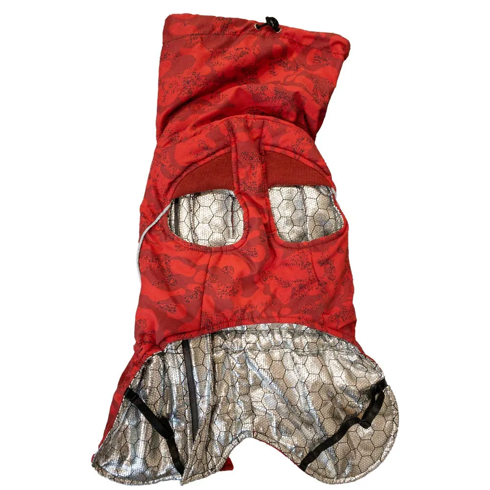 Croci Hiking Cappotto Per Cani, Impermeabile Per Cani, Makalu, Fodera Termoregolante, Mimetico Rosso, 65 cm - immagine 2