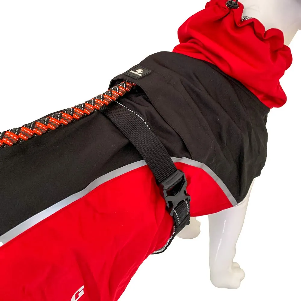 Croci Hiking Cappotto Per Cani, Impermeabile Per Cani, Makalu, Fodera Termoregolante, Nero/Rosso, 60 cm - immagine 4