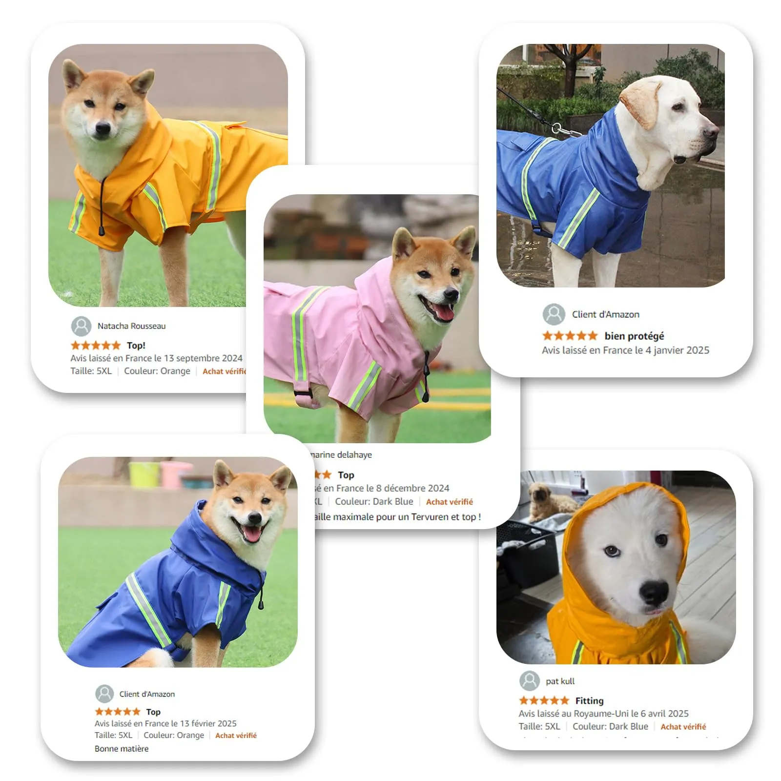 PETCUTE Impermeabile Cane,Cappotto Impermeabile per Cani con Cappuccio e Strisce Riflettenti,Giacca Antipioggia Leggera con Apertura per Guinzaglio,Pioggia e neve in Inverno e in Vacanza,Rosa,M - immagine 6