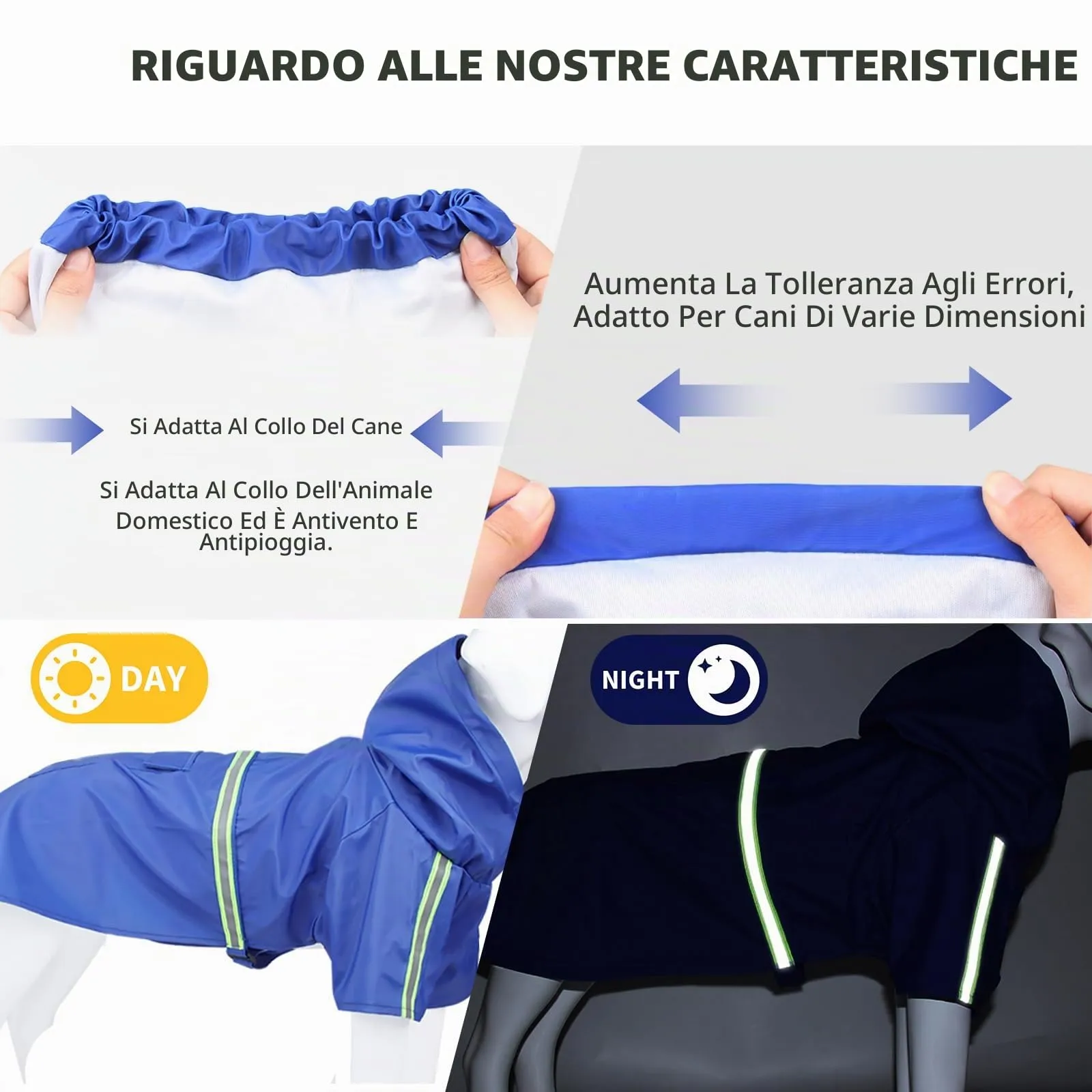 PETCUTE Impermeabile Cane,Cappotto Impermeabile per Cani con Cappuccio e Strisce Riflettenti,Giacca Antipioggia Leggera con Apertura per Guinzaglio,Pioggia e neve in Inverno e in Vacanza,Blu scuro,L - immagine 5