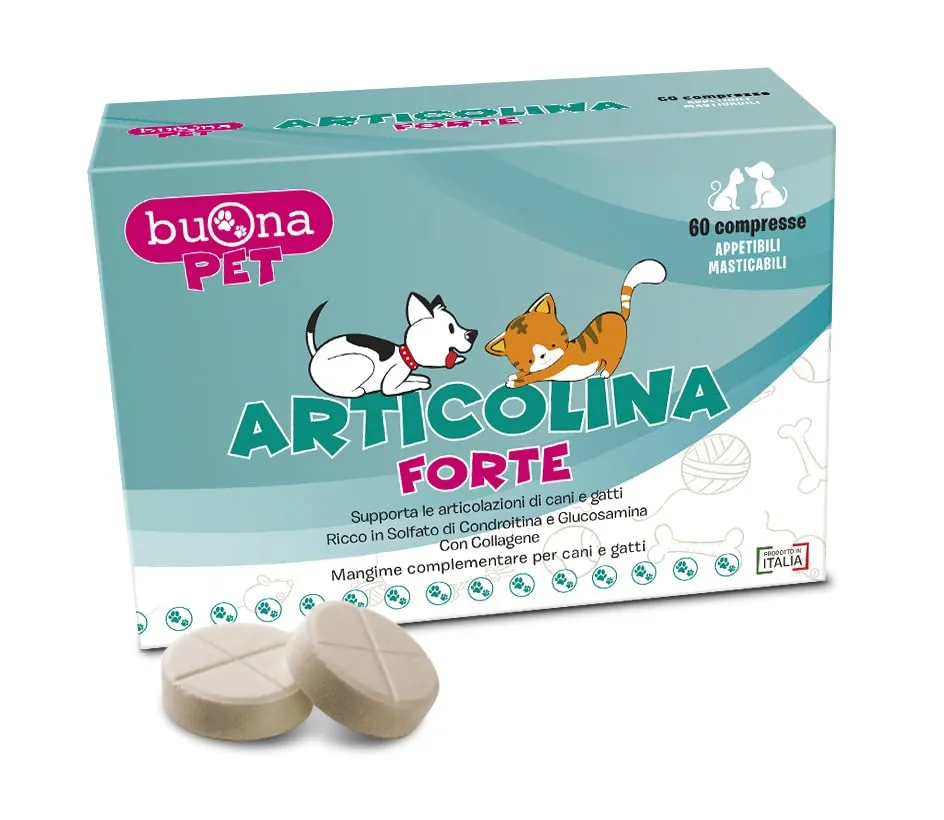 Buona Pet Articolina Forte Cane 60cpr Integratore Articolazioni Cane, Mangime Complementare Dietetico per Cani e Gatti, con Glucosamina e Condroitina, Collagene, ASU e Pea Levagen Plus® - immagine 1