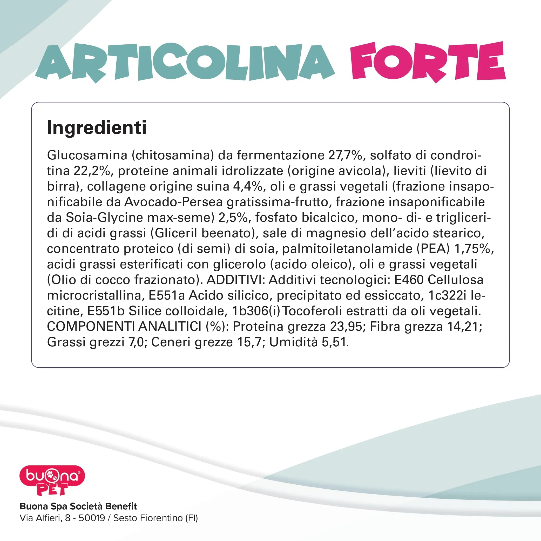 Buona Pet Articolina Forte Cane 60cpr Integratore Articolazioni Cane, Mangime Complementare Dietetico per Cani e Gatti, con Glucosamina e Condroitina, Collagene, ASU e Pea Levagen Plus® - immagine 7