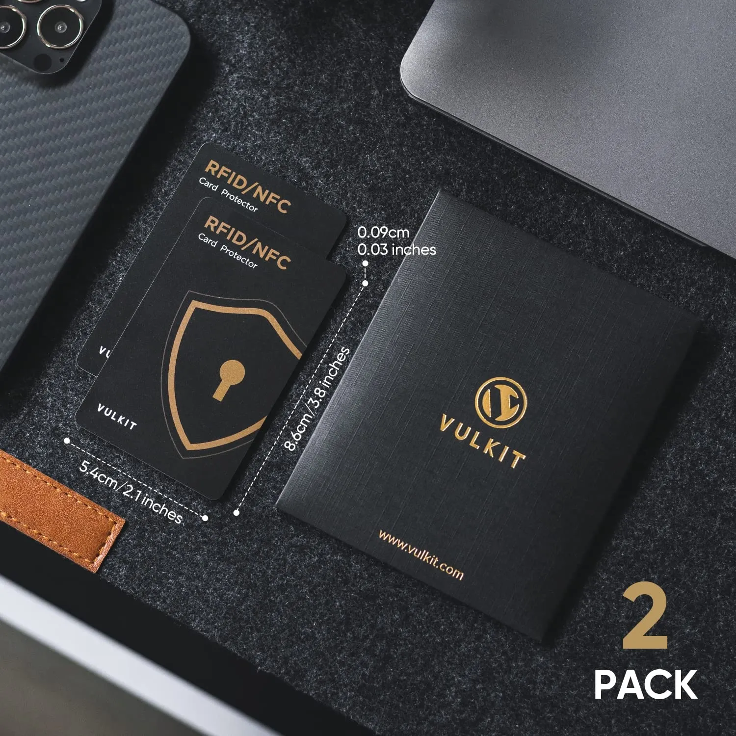 VULKIT Schede di Blocco RFID/NFC - Confezione da 2, protezione per carte di credito ultra sottile, protezione per carte contactless, blocco NFC premium, per carte di credito, passaporti, portafoglio - immagine 7
