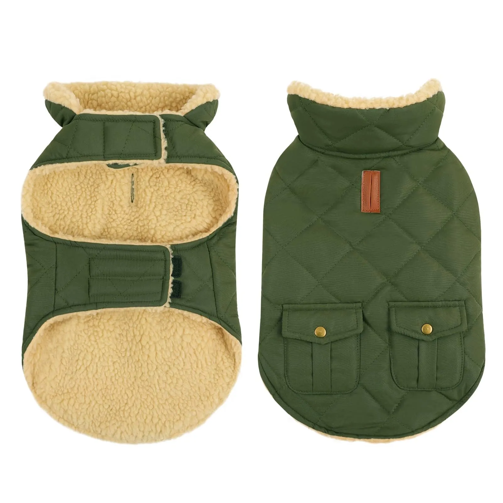CITÉTOILE Gilet Termico Invernale per Cani in Lana Spessa Verde XS - immagine 1