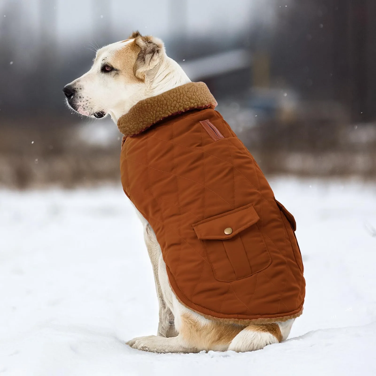 CITÉTOILE Gilet Termico Invernale per Cani in Lana Spessa Marrone L - immagine 6